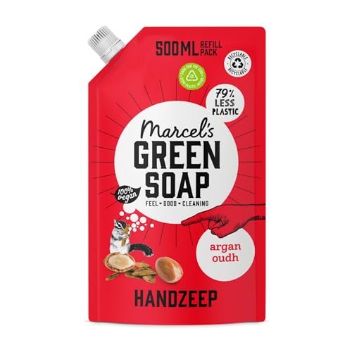 Marcel's Green Soap - Hand Soap Refill Argan & Oudh - Handwash Dispenser Refill - 100% Eco friendly - 100% Vegan - 97% Biodegradable - 500 ML
