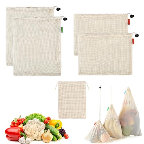 ZYKORT 5 Bolsas de Malla para cocinar Cereales, Bolsas de Malla Reutilizables para cocinar garbanzos y Verduras, Diferentes tamaños para cocinar Diferentes Alimentos
