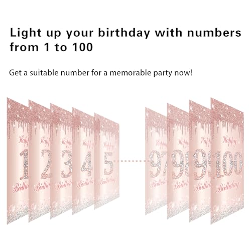 13th Happy Birthday Decorations Door Banner Pink Rose Birthday Banner for Party Backdrop for Women Door Cover Party Decoration Supplies Poster by IMISI - Used condition - Image 5