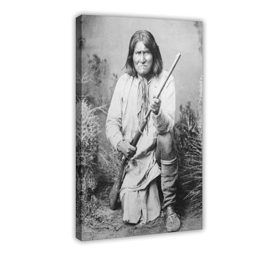 Portrait 1886 Geronimo décoration murale premium en toile 61x91 cm