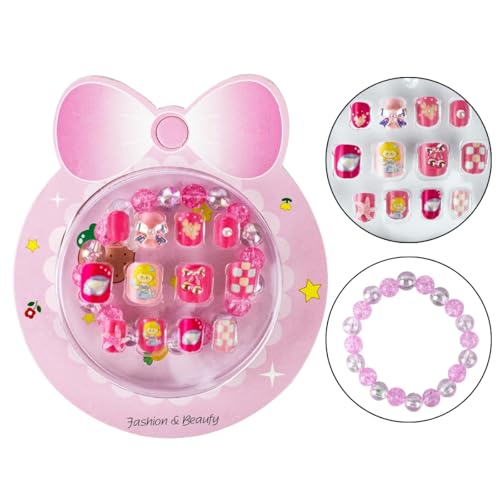 Unha Postiça Infantil 12 Und Autocolante + Pulseira Miçanga