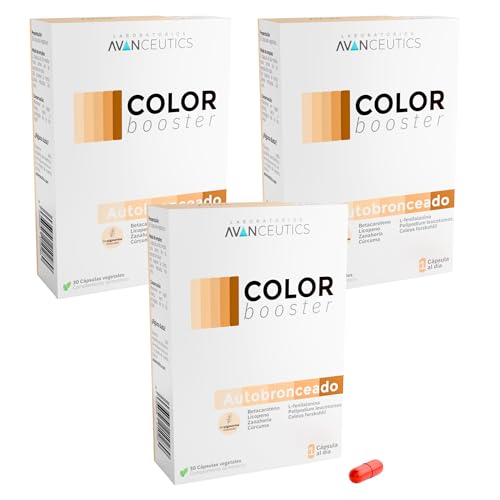 Avanceutics - Color Booster 3 Cajas | Capsulas Bronceado con Betacaroteno + Licopeno + Polypodium | Pastillas Bronceadoras Sin Sol | Capsulas Solares Bronceadoras | Acelerador Bronceado Pastillas