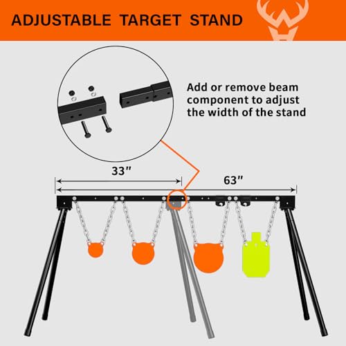 Image of Highwild Expandable AR500 Steel Targets System 3 /8 inch Thick Complete Shooting Targets with Stand, 4 inch, 6 inch, 8 inch Gongs + 7 inch x 12 inch Torso with 1 Stand, 2 Extension Brackets & 4 Mounting Kits