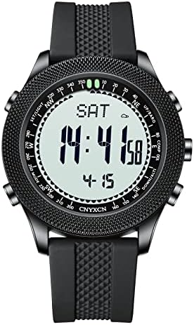 CNYXCN Outdoor Waterproof Sports Watch Tactical Survival Watches Large Face Military Wrist Watches with Pedometer Military Compass Altimeter Barometer Alarm Clock Comfortable Durable Band