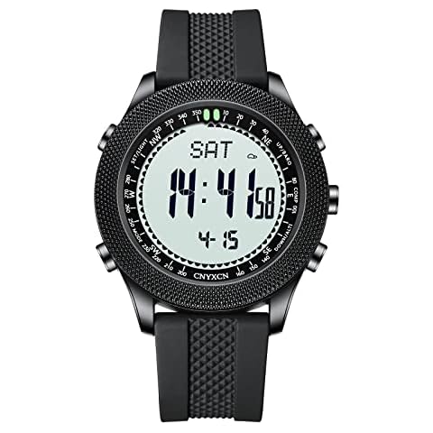 CNYXCN Outdoor Waterproof Sports Watch Tactical Survival Watches Large Face Military Wrist Watches with Pedometer Military Compass Altimeter Barometer Alarm Clock Comfortable Durable Band Cover