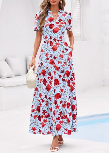 Image of KIRUNDO Womens Floral Boho Flowy Maxi Dress