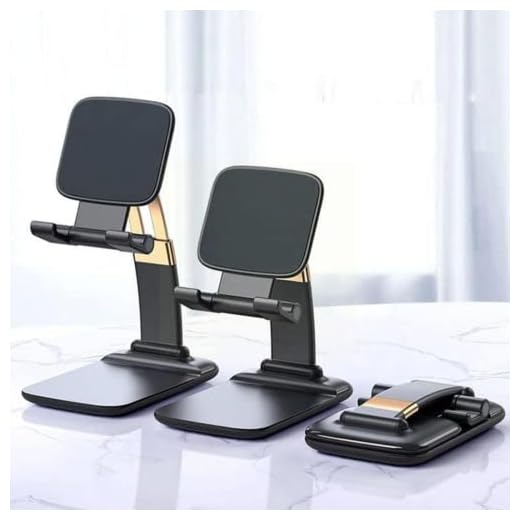 Suporte de mesa para celular com ajuste de altura e rotação de 360º dobrável e com abertura para conectar o cabo