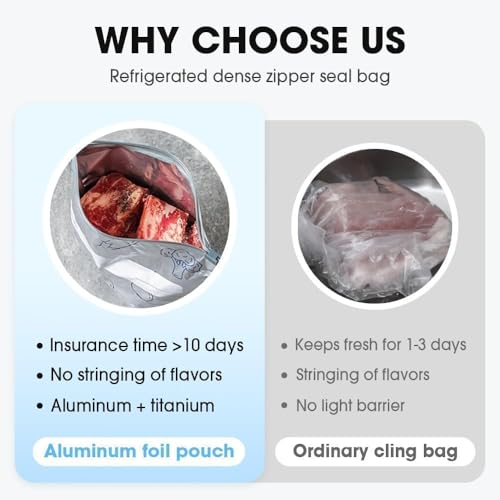 Image of AZLTC Reusable Aluminum Foil Sealable Storage Bags Label and Zip Lock,Food Storage Vegetable Fruit Meat Biryani Food Kitchen Food Storage & Freezing, Stand-Up Bottom Silver Foil Pouches 10pcs