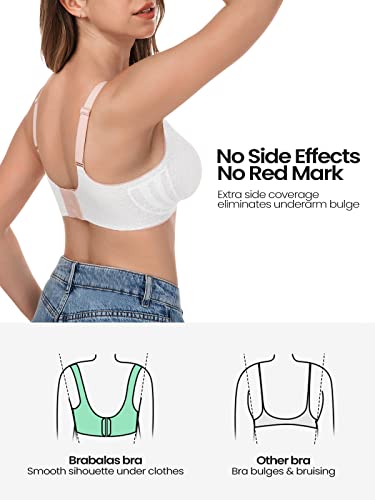 Brabalas Wireless Bras For Women Extremely Comfortable Seamless Adjustable Lace Bralettes Padded Everyday Bra White #TOP3