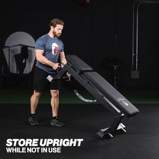 Titan Fitness Performance Series Adjustable Bench, Supports 650 LB Incline, Versatile Utility Bench for Home Gym Weightlifting,Strength Training, Flat, Incline, Upright Positions