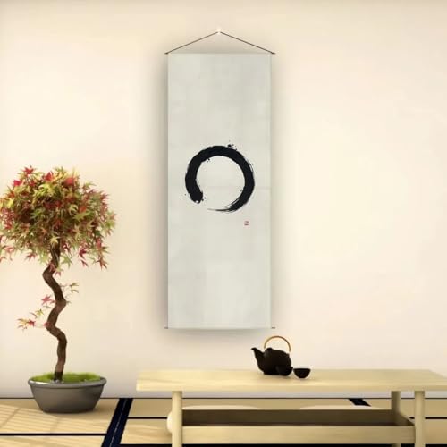 Japanese Tapestry Wall Art Scroll - Feng Shui & Lucky Symbols | W15.7xH47.2