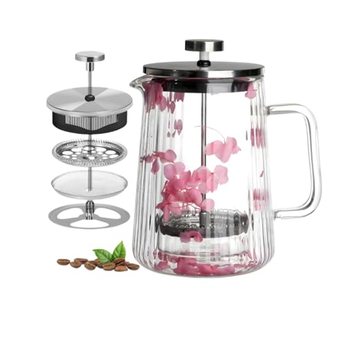 Pink Floral Glass French Press Coffee Maker