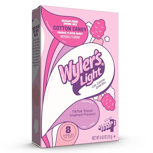 Wyler's Light Singles To Go Powder Packets, Water Drink Mix, Watertok Cotton Candy, 8 Count