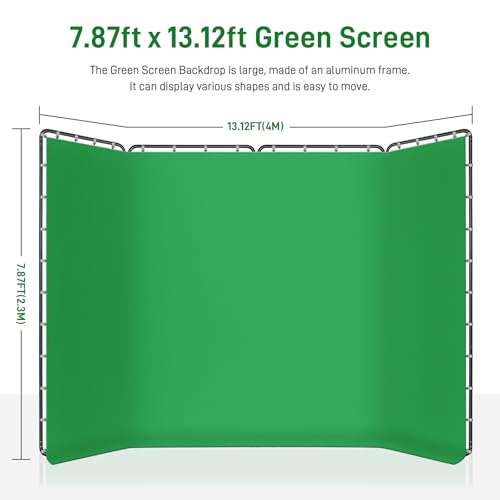 7.87ft x 13.12ft Green Screen Backdrop with Stand,Zyernar Large Green Collapsible Backdrop with Stand foror Photo Studio Video Shooting,YouTube Tutorials and Real-Time Videos, Streaming Games,Stage