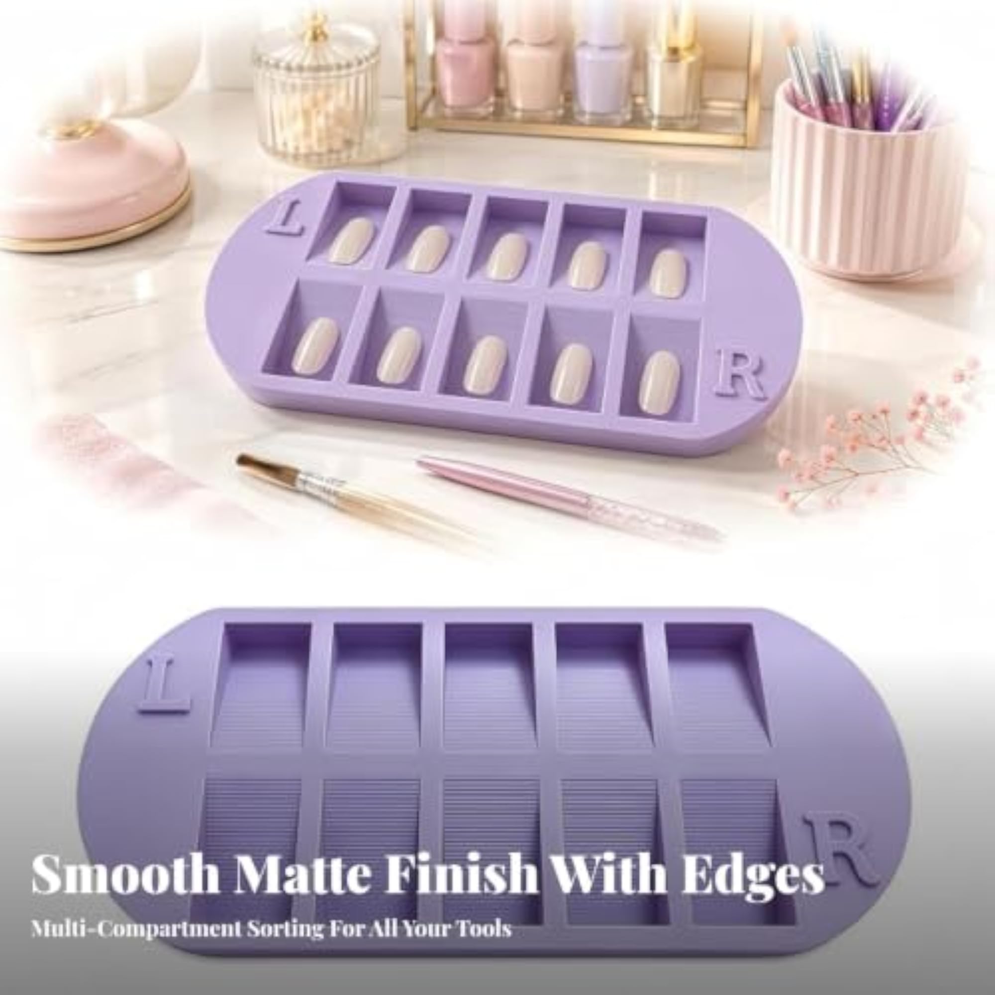 10-Compartment Nail Display Tray, Pink