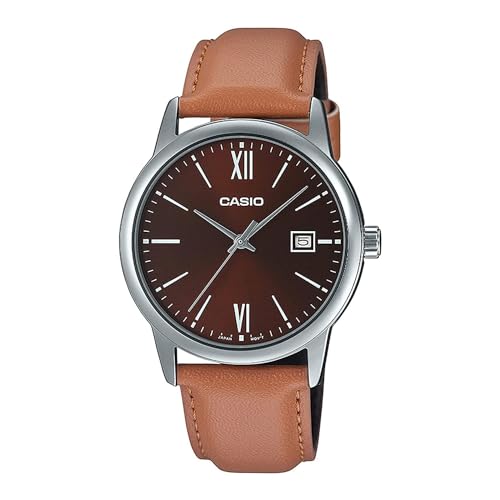 Casio MTP-V002L-5B3 Men's Dress Brown Leather Band Brown Dial Date Watch