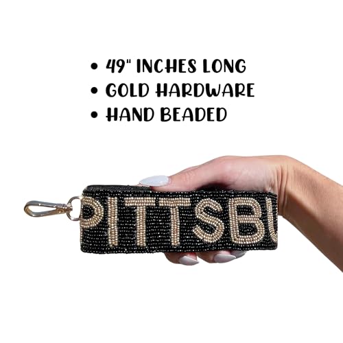 Lashicorn Pittsburgh Black Beaded Purse Strap Yellow Letters 49” Pro Football Stadium Approved Clear Bag Gold Hardware Sports College East Pennsylvania4