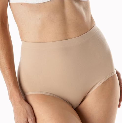 Hanes X204 Bali Seamless Firm Control Brief 2-Pack Medium 2 Soft Taupe Ivory