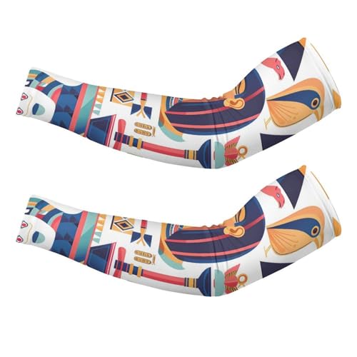 Egyptian Symbols And Elements Ice Silk Arm Sleeves Cooling Sun Protection Arm Sleeve for Men Women L