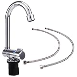 Jevina Faltbarer Küchenarmatur 360-Grad-Rotationswaschbecken Wasserhahn, Einhand-Kalt- und Heißwassermischer, robuster Kupferhahn für Wohnmobilboote und kleine Räume