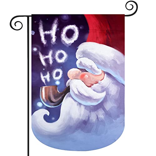 Esttop 3D Santa Christmas Garden Flag, Ho Ho Ho Polyester Vertical Double Sided 12.5X18 Inch Applique Yard Flag, Outdoor Christmas Decorations Farmhouse Decor #TOP6