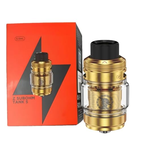 For Geekvape Z Sub Ohm Tank 5 Atomiseur 7 ml (Or brillant) Résistance Z XM Coil Boost Version 0,2 Ω+0,4 Ω | Remplissage par le haut | Drip tip 810 | Pour...