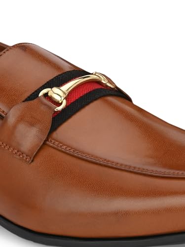 Image of San Frissco Men's Formal Loafers Leatherette Trending Shoes with Buckle,Semi Casual Cushioned Footbed Formal Moccasin for Office, Party Slip-On Loafers,Elegant, Lightweight & Comfortable