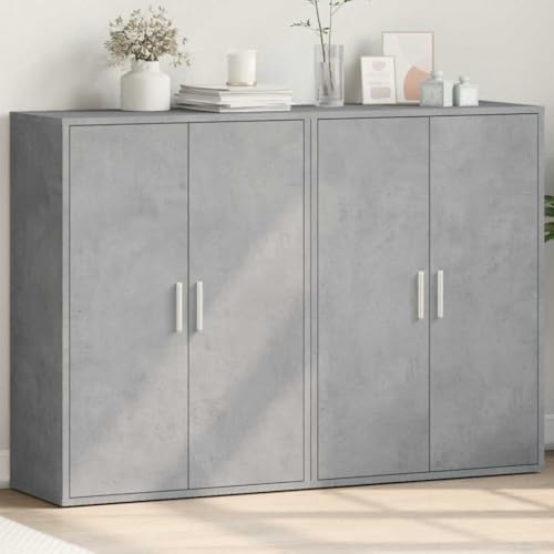 WSJHUHK Aparadores 2 piezas de madera de ingeniería gris hormigón 60x31x84 cm