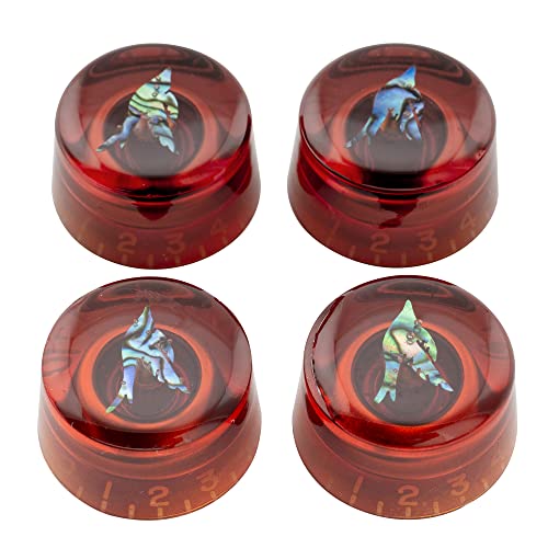 Musiclily Pro Metric Size Abalone Bird Top Guitar Speed Knobs Voume Tone Control Knob For Epiphone Les Paul Sg Style Electric Guitar, Amber (Set Of 4) #TOP7
