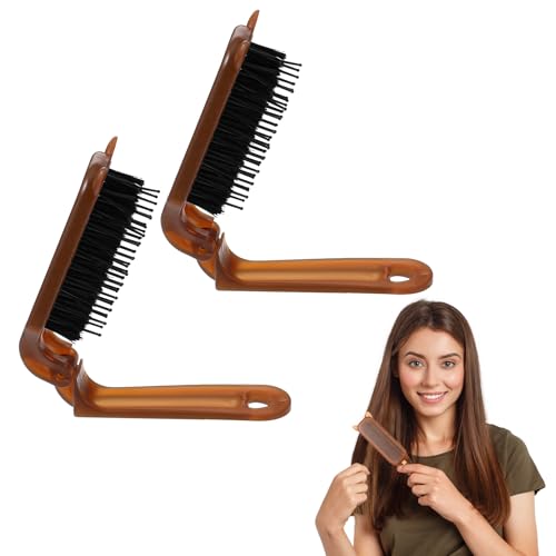 2Pcs Travel Folding Hair Brush Portable Pocket Boar Bristle Brush for Men Lightweight Travel Comb for Women Anti-static Mini Hairbrush Small Compact Massage Comb for Thin Thick Curly Straight Wet Dry