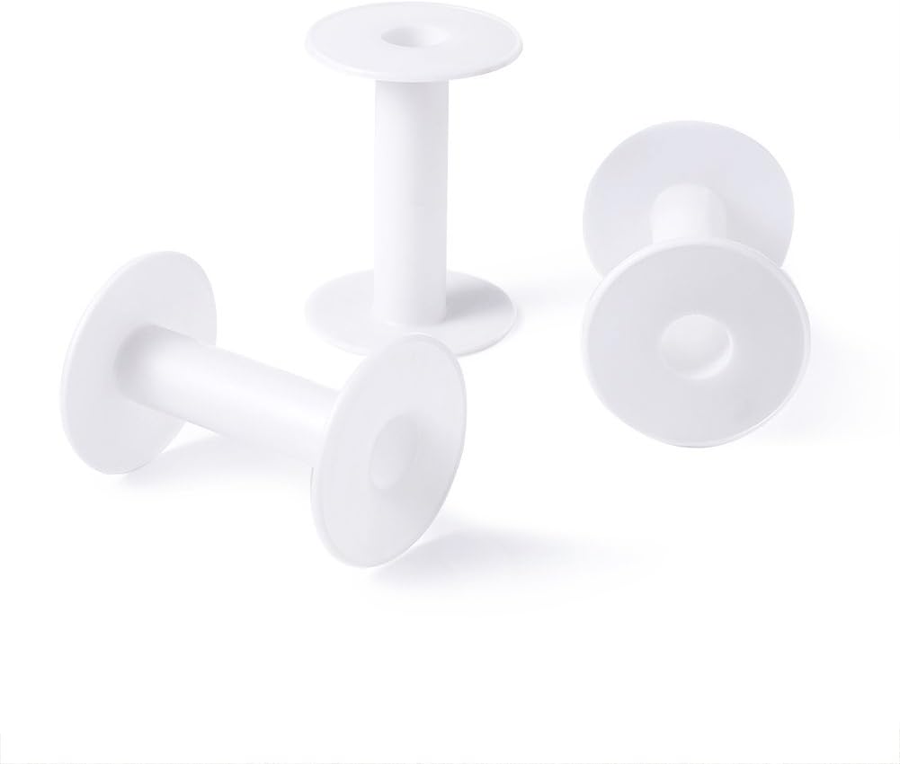 Pandahall 50pcs/lot Plastic Spool Wheel White Empty Plastic Spools Wire Thread String Bobbin for Beading Knotting (67x96mm(2-41/64x3-5/64"))