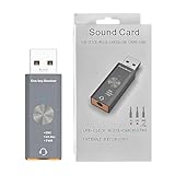 Tarjeta de sonido USB - Adaptador de reducción de ruido, convertidor de audio para estudio, interfaz digital con conexión de 3,5 mm, dispositivo de grabación, procesador externo para podcast y juegos