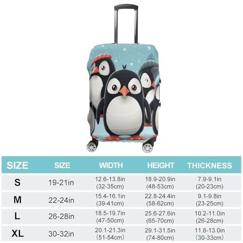Cute Penguins Luggage Cover, Washable Elastic Suitcase Cover Protector Fit 18-32 Inch Luggage2