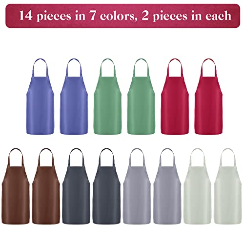 Geyoga 14 Pack Adult Aprons Bulk Painting Aprons For Women Machine Washable Commercial Apron With No Pockets Adjustable Plain Bib Aprons Unisex Chef Apron, Kitchen Bbq Crafting Aprons For Women Men #TOP2
