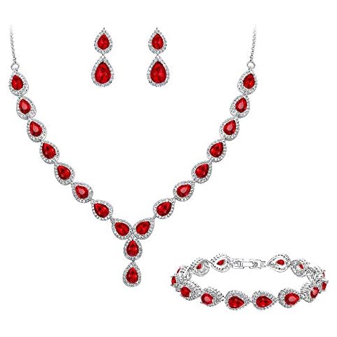 Clearine Teardrop CZ Infinity Necklace Set Cover