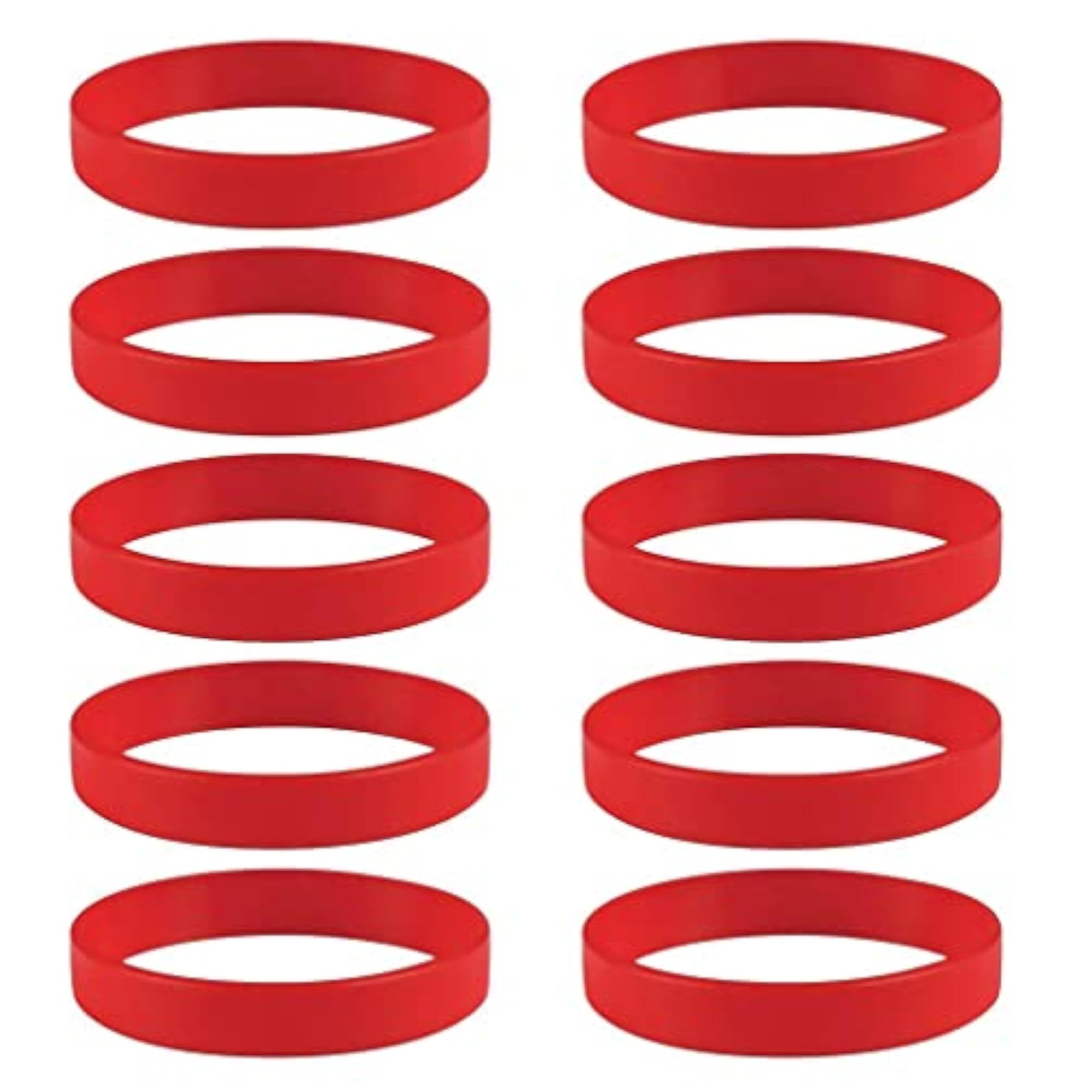 10 Pieces Pack Blank Silicone Wristbands Rubber Bracelet Red