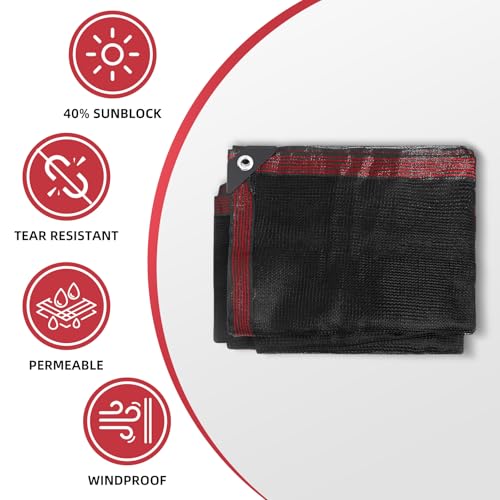 6.5x10FT Black Heavy Duty 40% Shade Tarp with Grommets for Patio and Garden