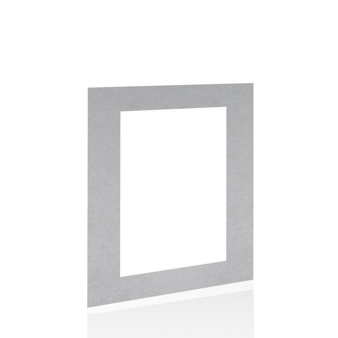 Procut Global 20x16" Silver Picture Mounts to Fit 15x10" Aperture - Precision Cut Cardboard Photo Mount - Ideal for Frames, Prints, Artwork & Certificates - Sizes & Colours Available