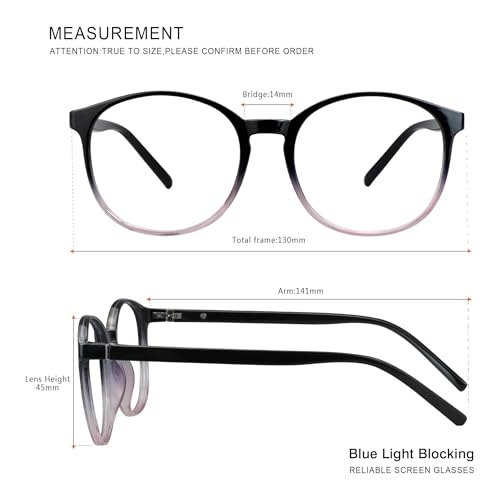 Image of Vintage Round Progressive Multifocal Presbyopic Glasses, Blue Light Blocking Glasses for Men Women Readers (Black Purple,+0.75 /+3.25 Magnification)