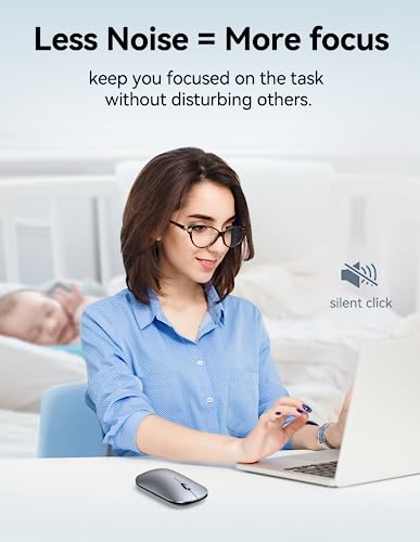 TECKNET Bluetooth Mouse, 2.4G Rechargeable Wireless Mouse for Laptop, Tri-mode Slim Silent Computer Mouse 4000 DPI Portable for Macbook/iPad/Android/Windows/Linux - Image 6