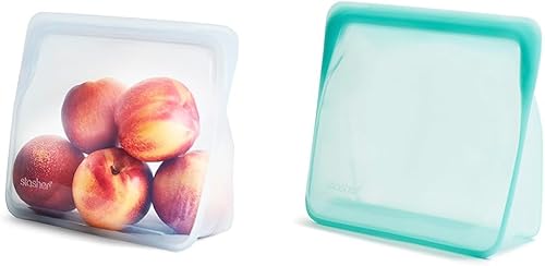 Stasher Bolsas de almacenamiento de silicona reutilizables, contenedores de almacenamiento de alimentos, aptos para microondas y lavavajillas, sin