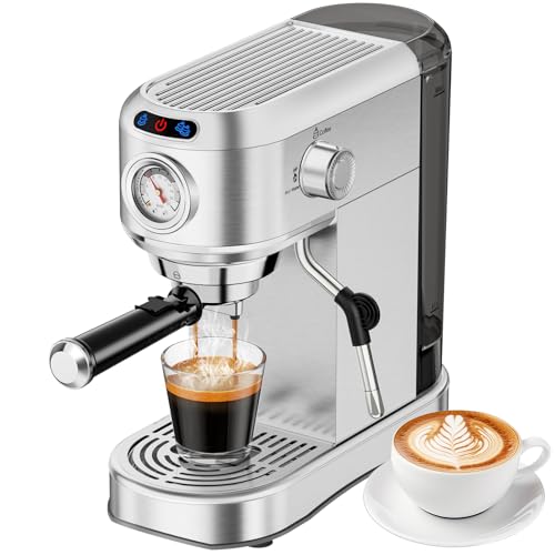 Comparison: Best Handheld Espresso Maker 10 ANYCOLD Espresso Machine 20 Bar, Compact Espresso Maker, Stainless Steel Expresso Coffee Machines with Steam Milk Frother & 34oz Removable Water Tank for Home Latte, Cappuccino, Silver