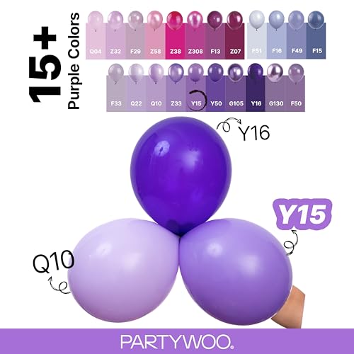 Image of PartyWoo Purple Balloons 100pcs Different Sizes of 18 12 10 5 Inch Purple Balloon Arch Kit Garland for Birthday Engagement Wedding Bachelorette Bridal Shower Butterfly Party Decorations Purple-Y15