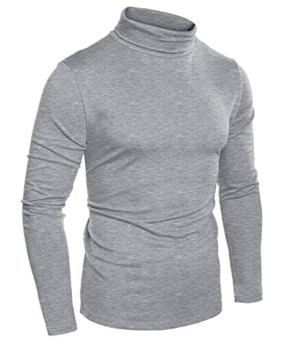 COOFANDY Mens Slim Fit Basic Thermal Turtleneck T Shirts Casual Knitted Pullover Sweaters (M, Grey)