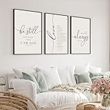 Heiple Framed Be Still and Know that I am God Sign Love is Patient Love is Kind Wall Art Set of 3 with Wooden Frame for Home Bedroom Decor Bible Verse Scripture Art Christian Religious Wall Decor (Black, 11”x14”)