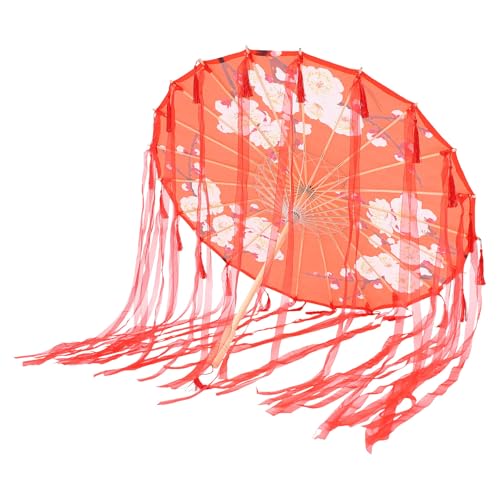 Paraguas de seda estilo japonés clásico mango de madera accesorio fotográfico elegante para casa