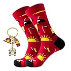 YUVKIN Regalos de Bomberos para Hombres – Divertidos Calcetines de Algodón con Llavero de Bombero, Set de Regalo para Bombero, Cumpleaños y Navidad (Talla 39-45)