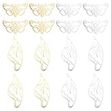 UNICRAFTALE 8Pcs 2 Styles 2 Colors Butterfly Charms 201 Stainless Steel Pendants Carved Filigree Pendant 1.6mm Hole Wing Necklace Pendants Metal Charms Earring Bracelets Jewelry Making Pendants