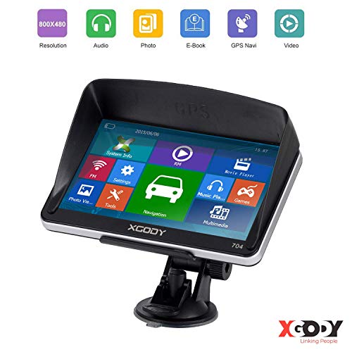 Xgody GPS Truck GPS Navigation System with 8GB Sunshade 7 Inch Spoken Turn-by-Turn