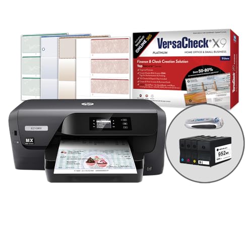 Image of VersaCheck HP OfficeJet Pro 8210 MXE MICR Check Printer and VersaCheck X9 Platinum 5-User Check Printing Software Bundle, MICR Black & Color